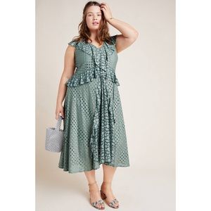 Anthropologie Green Midi Dress